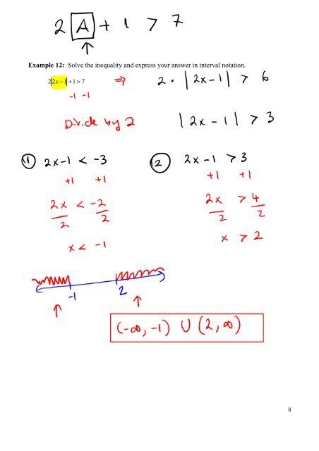 Section 2.8 – Absolute Value Equations and Inequalities Recall ...