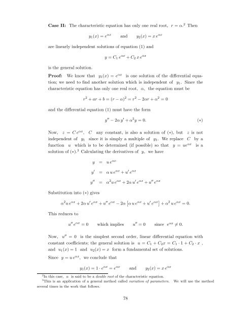 Second Order Linear Differential Equations