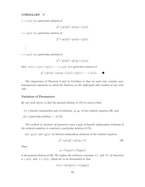 Second Order Linear Differential Equations