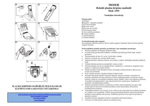 MOSER 1591 Belaide plauku kirpimo masinele.pdf - UAB Krinona ...