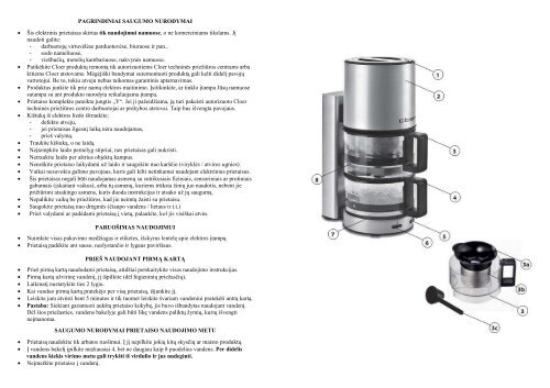 CLO5549 Elektrinis arbatinukas - UAB Krinona - prekių instrukcijos ...