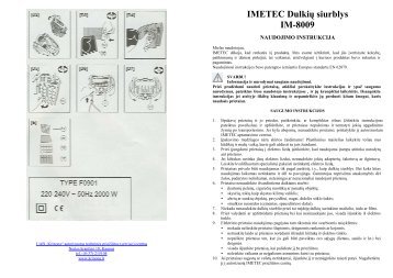 IM-8009 Dulkiu siurblys.pdf - UAB Krinona - prekių instrukcijos ...