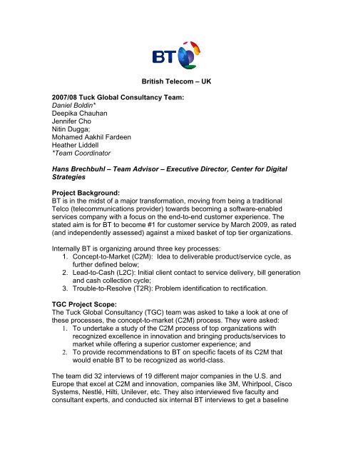 British Telecom - Center for Digital Strategies