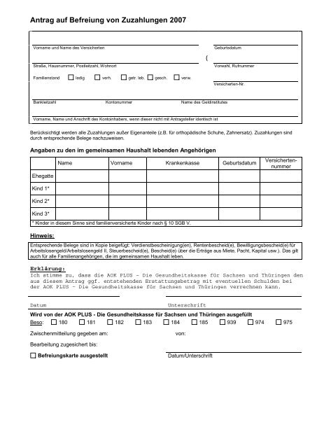 Dak Antrag Auf Befreiung Von Zuzahlungen Antrag auf Befreiung von Zuzahlungen 2007