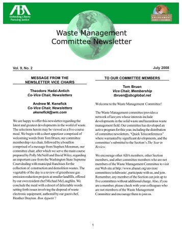 Waste Management Committee Newsletter - American Bar Association