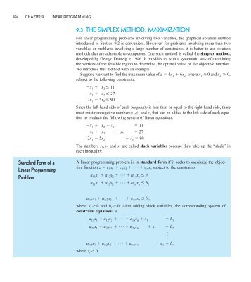 9.3 THE SIMPLEX METHOD: MAXIMIZATION