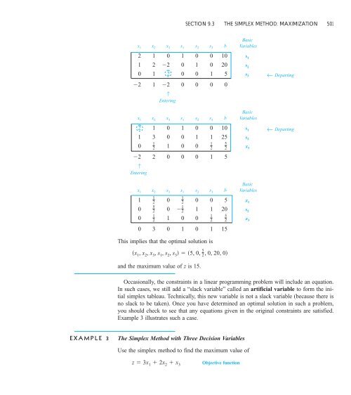 9.3 THE SIMPLEX METHOD: MAXIMIZATION