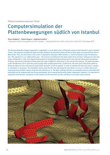 Computersimulation der Plattenbewegungen südlich von Istanbul