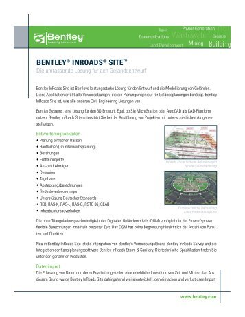 Bentley InRoads Site Product Data Sheet in German - FTP - Bentley