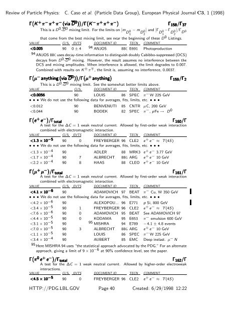 D0 - Particle Data Group