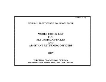 model check list for returning officers and assistant returning officers