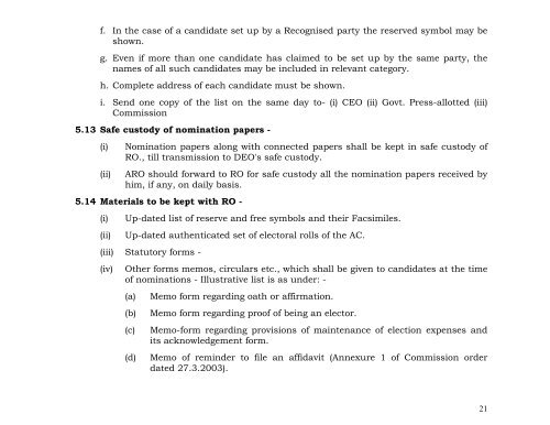 model check list for returning officers and assistant returning officers