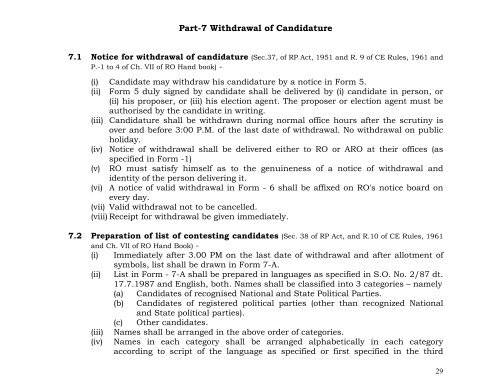 model check list for returning officers and assistant returning officers