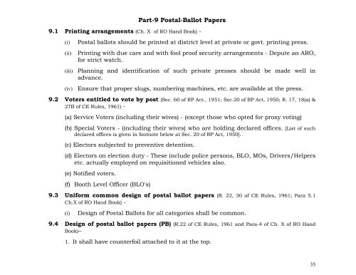 model check list for returning officers and assistant returning officers