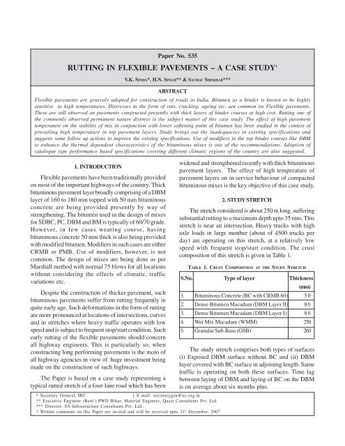 Rutting In Flexible Pavements A Case Study