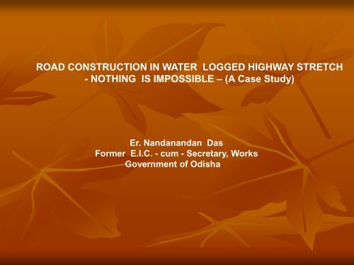 ROAD CONSTRUCTION IN WATER LOGGED HIGHWAY STRETCH ...