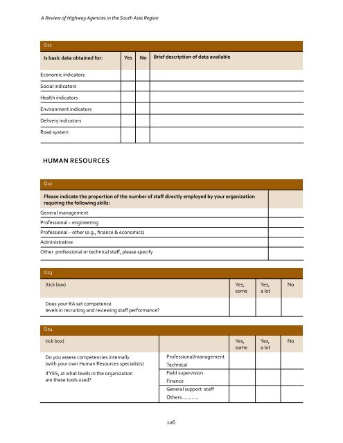 A Review of Highway Agencies in the South Asia Region