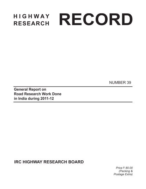 Highway Research Record No. 39 - Indian Roads Congress