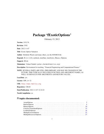 Package 'fExoticOptions' - CRAN