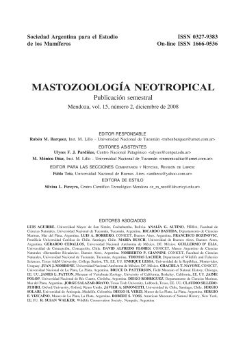 mastozoología neotropical - Servicios Cricyt - Autenticación