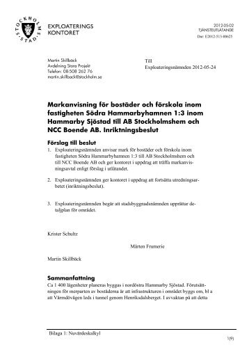 Markanvisning för bostäder och förskola inom fastigheten ... - Insyn