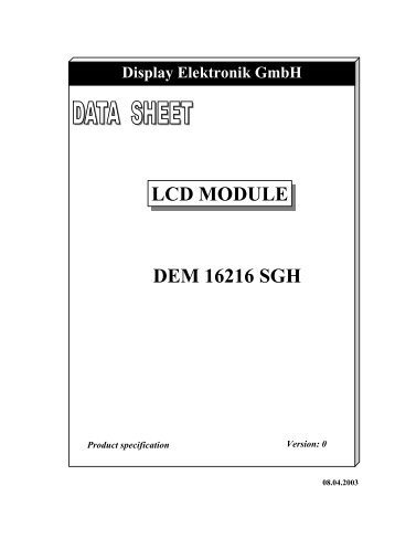 Display Elektronik GmbH DEM 16216 SGH LCD MODULE - svn