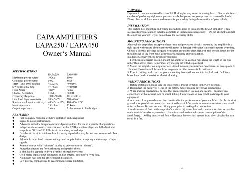 EAPA AMPLIFIERS - Maplin Electronics