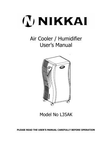 Air Cooler / Humidifier User's Manual - Maplin Electronics