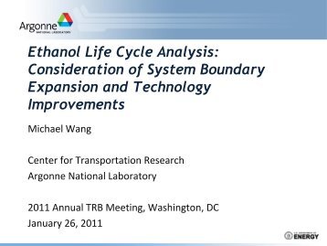 Ethanol Life Cycle Analysis: Consideration of System Boundary ...