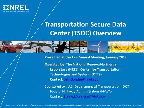 Transportation Secure Data Center (TSDC) Overview - Center for ...
