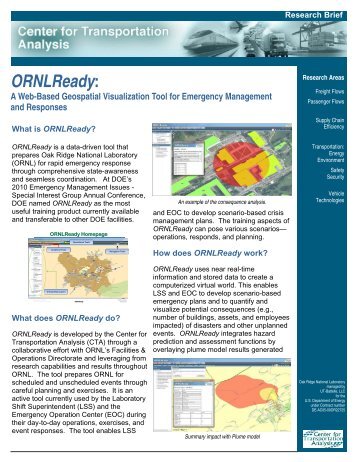 ORNLReady: - Center for Transportation Analysis - Oak Ridge ...