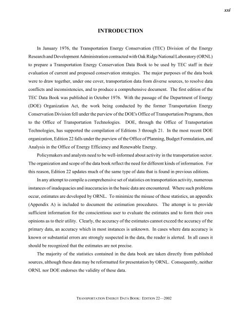 TRANSPORTATION ENERGY DATA BOOK: EDITION 22 - Center for ...