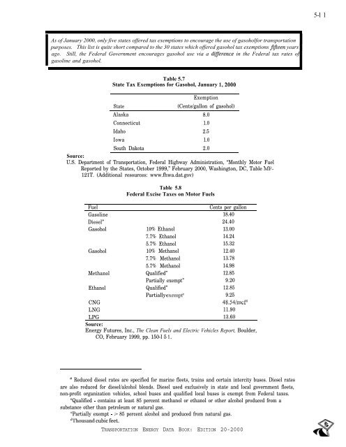 TRANSPORTATION ENERGY DATA BOOK: EDITION 20 - Center for ...