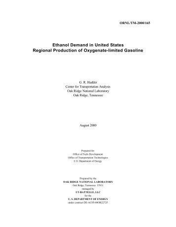 Ethanol Demand in United States Regional Production of Oxygenate ...
