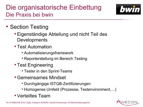 Agile Testing in SCRUM - Anecon