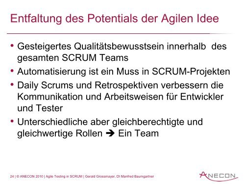 Agile Testing in SCRUM - Anecon