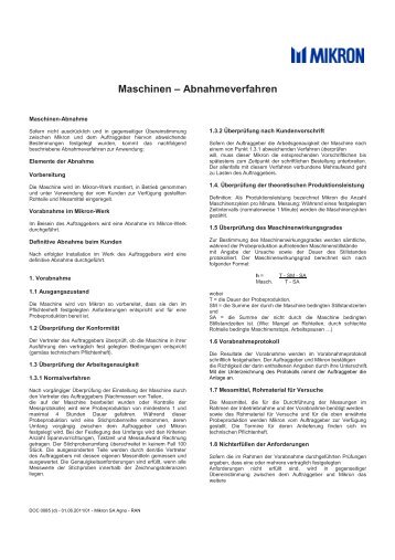 Maschinen – Abnahmeverfahren