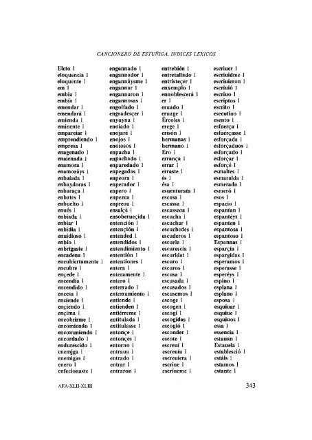 13. Cancionero de Estúñiga. Índices léxicos (II), por Manuel Alvar ...