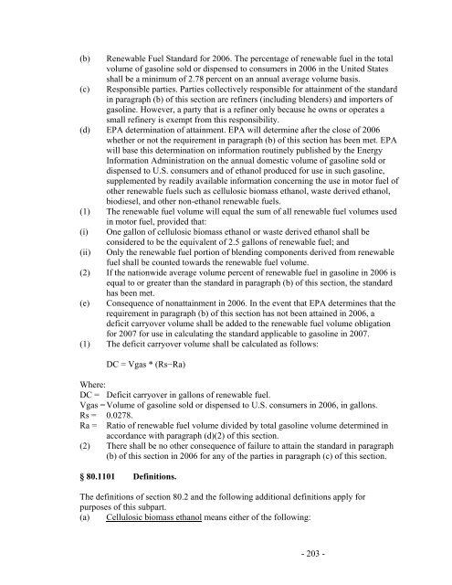 Regulation of Fuels and Fuel Additives: Renewable Fuel Standard ...