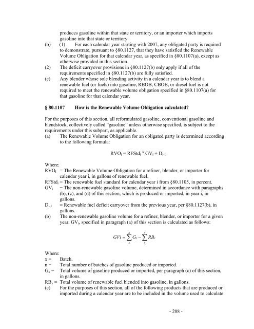 Regulation of Fuels and Fuel Additives: Renewable Fuel Standard ...