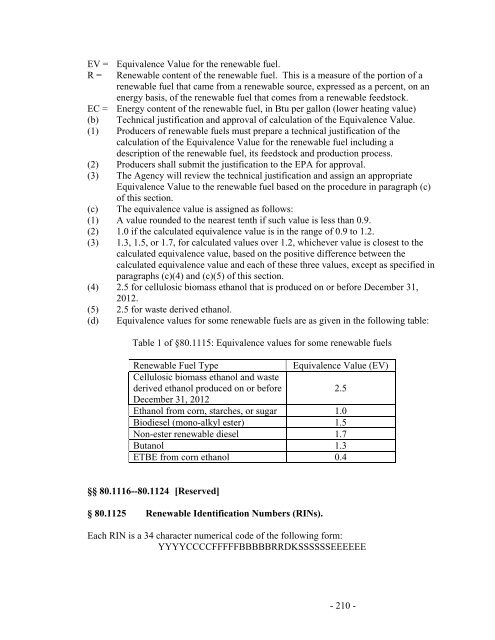 Regulation of Fuels and Fuel Additives: Renewable Fuel Standard ...