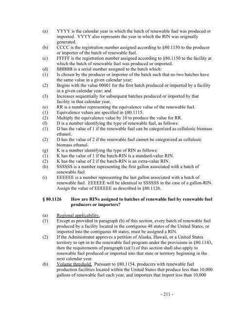 Regulation of Fuels and Fuel Additives: Renewable Fuel Standard ...