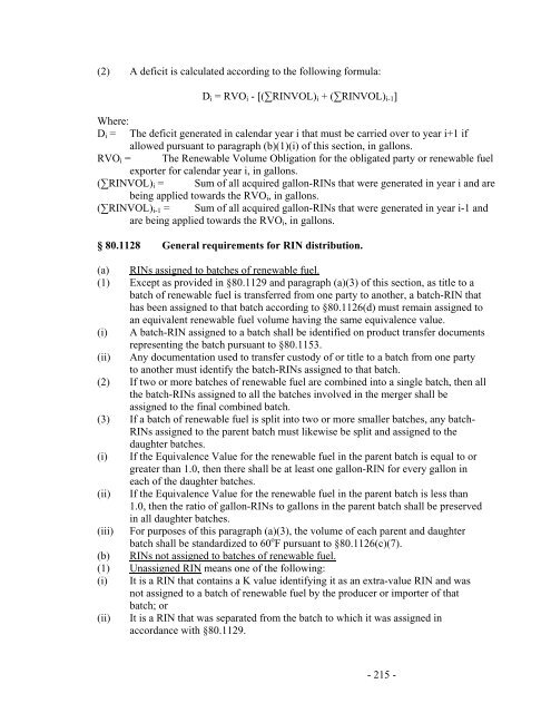 Regulation of Fuels and Fuel Additives: Renewable Fuel Standard ...