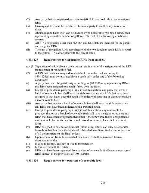 Regulation of Fuels and Fuel Additives: Renewable Fuel Standard ...