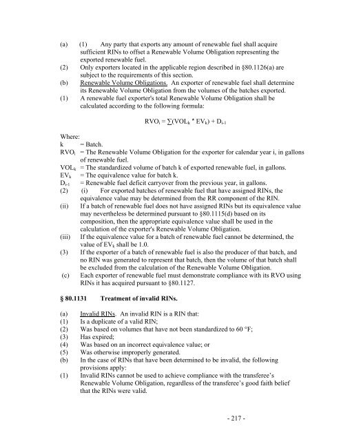 Regulation of Fuels and Fuel Additives: Renewable Fuel Standard ...