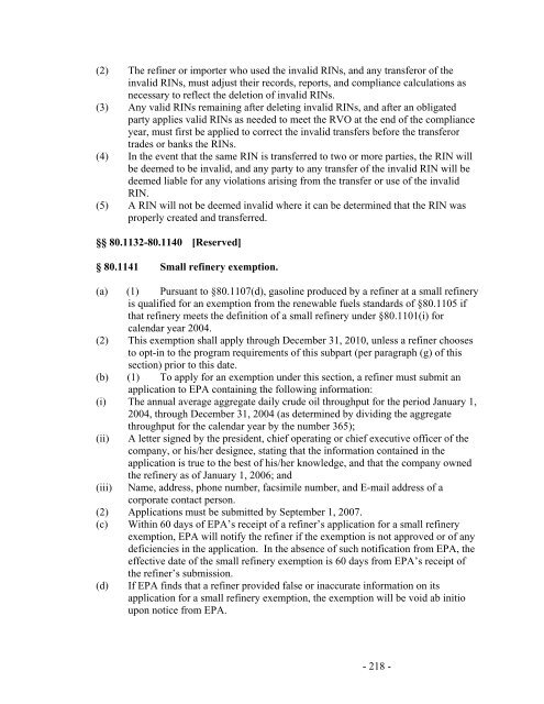 Regulation of Fuels and Fuel Additives: Renewable Fuel Standard ...