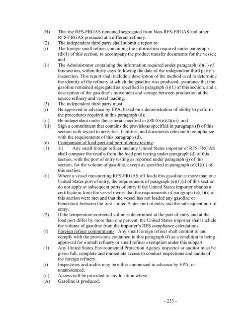 Regulation of Fuels and Fuel Additives: Renewable Fuel Standard ...