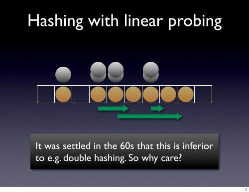 Hashing with linear probing