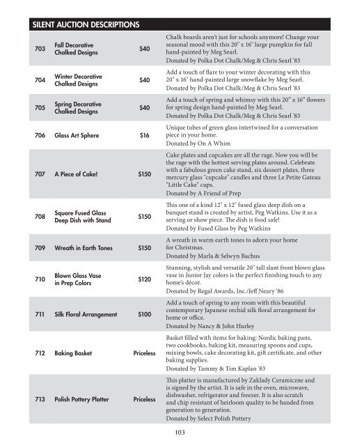 SILENT AUCTION AT A GLANCE - Creighton Prep