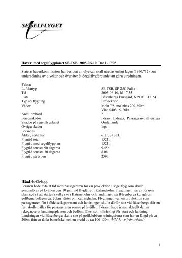 Rapport SE-TSB SF-25C 2005-06-10
